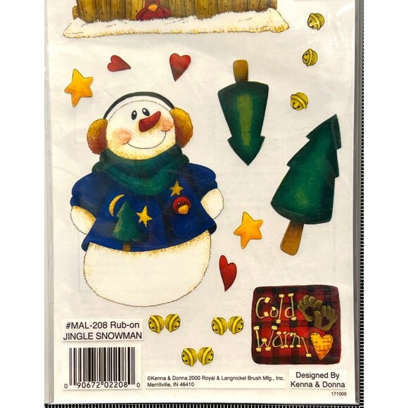 E-Z Rub-On Transfers MAL-208 Jingle Snowman Kenna & Donna Royal & Langnickel - Picture 3 of 4